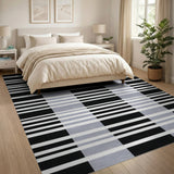 Modern Black White Plaid Black and White Area Rug