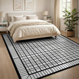Geometric Modern Black and White Black White Grid Geometric Area Rug
