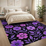 Vivid Purple Floral Pattern Area Rug