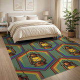 Glowing Lantern Rainbow Hexagon Rug