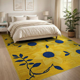 Vibrant Yellow Sunflower Yellow Area Rug