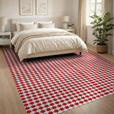 Geometric Modern Bold Red Gingham Checkered Area Rug