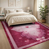 Ornate Pink Hearts Area Rug