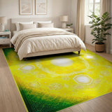Radiant Yellow Mandala Geometric Area Rug