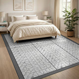 Modern Grey Geometric Lattice Grey Area Rug
