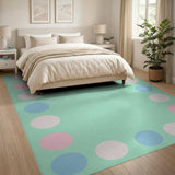 Mint Green Pastel Polka Dot Area Rug