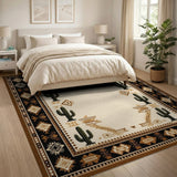 Southwestern Cactus Border Area Rug