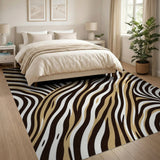 Black Gold Zebra Stripe Area Rug