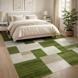 Green Geometric Block Geometric Modern Area Rug