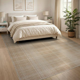 Geometric Modern Beige Grid Woven Area Rug