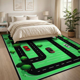 Kids Cartoon Race Track Play Rug