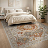 Ivory Rust Medallion Persian Area Rug