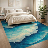 Majestic Blue Ocean Waves with Sailing Boats Area Rug