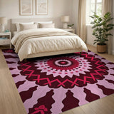 Pink Mandala Heart Geometric Area Rug