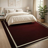 Luxe Deep Red Area Rug with Gold Border