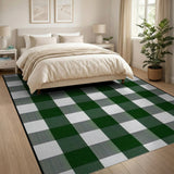 Rustic Farmhouse Green Checkered Rustic Farmhouse Area Rug