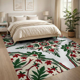 Red and Green Floral Persian Area Rug