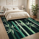 Modern Green Bamboo Stalks Area Rug