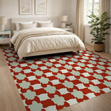 Bold Red Geometric Mosaic Area Rug