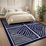 Navy Geometric Modern Area Rug