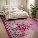 Pink Vintage Pink Rose Floral Area Rug