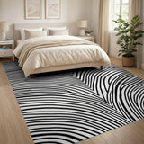 Black White Wavy Geometric Area Rug