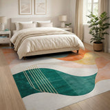 Abstract Area Multi-color and Patterns Abstract Wave Multi-Color Area Rug