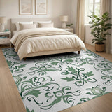 Green Floral Vintage Elegant Green Floral Damask Area Rug