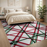 Red Green Plaid Checkered Area Rug