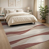 Wavy Beige Rust Abstract Area Rug