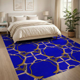 Navy Blue Gold Geometric Modern Area Rug