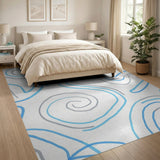 Blue and Teal Abstract Blue Swirl Area Rug
