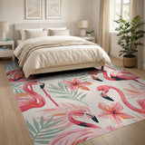 Vibrant Pink Flamingo Coastal Area Rug