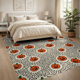 Orange Jack-o'-Lantern Scribble Pattern Area Rug