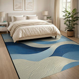 Coastal Blue Wave Abstract Area Rug