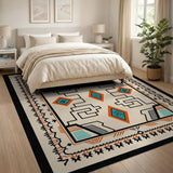 Teal Diamond Southwestern Geometric Rug