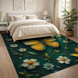 Vibrant Butterfly Meadow Floral Area Rug