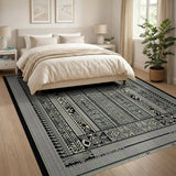 ODIKA Black White Heritage Tribal Area Rug