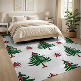 Festive Christmas Tree Snowflake Pattern Rug