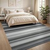 Black and White Bold Black White Horizontal Striped Rug