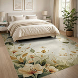 Cream Floral Vintage Area Rug with Swirling Vines