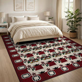 Red Border Persian Floral Area Rug