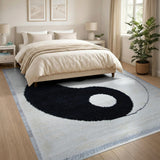 Black and White Yin Yang Black White Geometric Area Rug