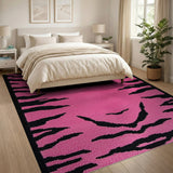 Bold Pink Tiger Stripe Shag Area Rug