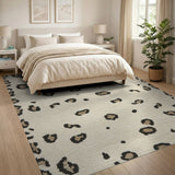 Boho Chic Leopard Print Cream Area Rug