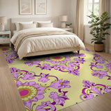 Ornate Purple Floral Medallion Area Rug