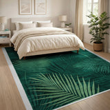 Emerald Green Palm Leaf Area Rug