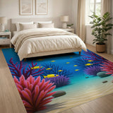 Vibrant Underwater Coral Reef Yellow Fish Rug