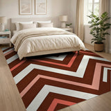 Zigzag Geometric Area Rug in Brown Pink White