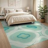 Teal Agate Slice Abstract Area Rug
